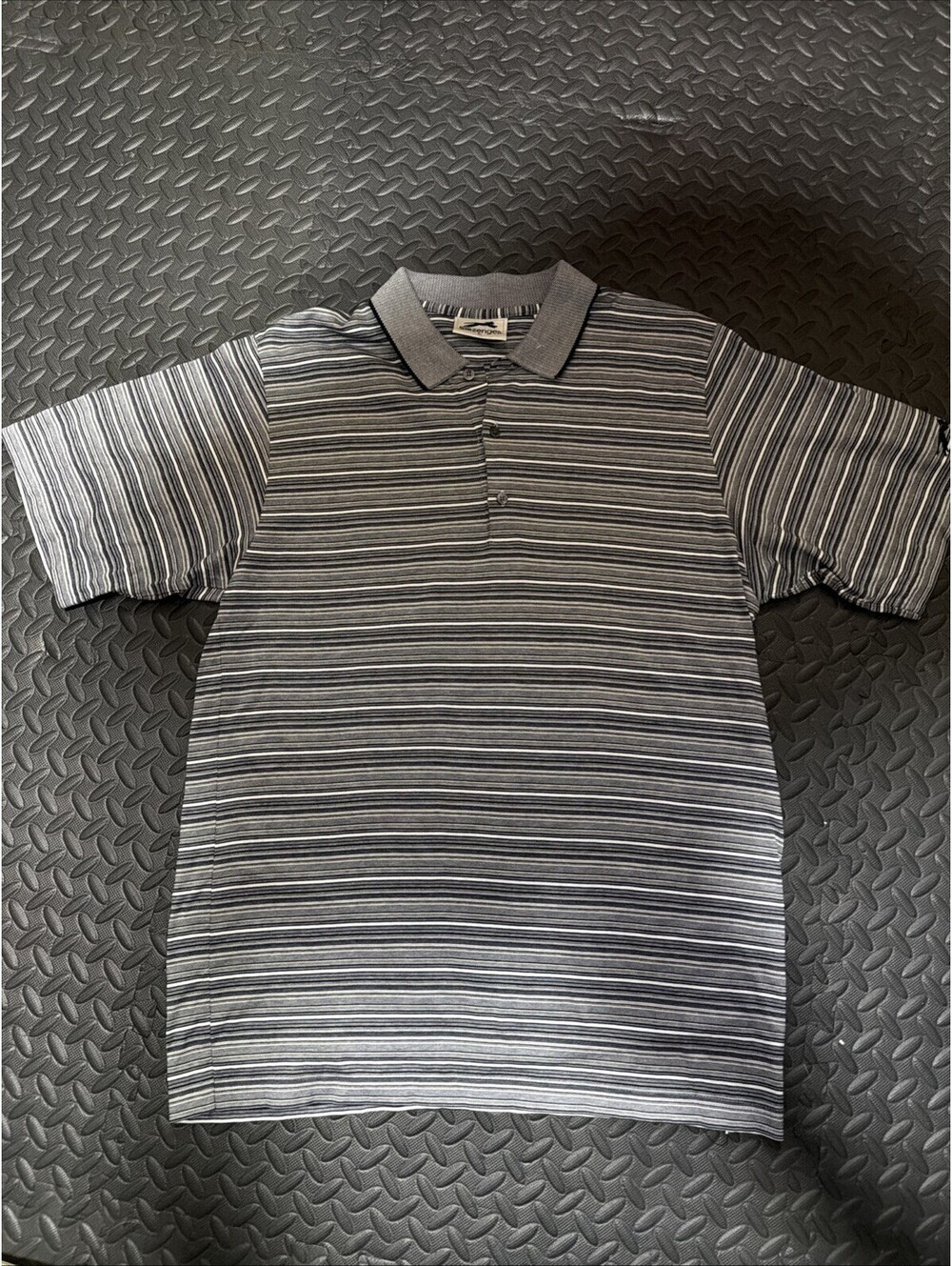 Vintage Slazenger Polo Shirt Mens XL Gray Striped 100% Cotton, Made In Hong Kong - Picture 2 of 7